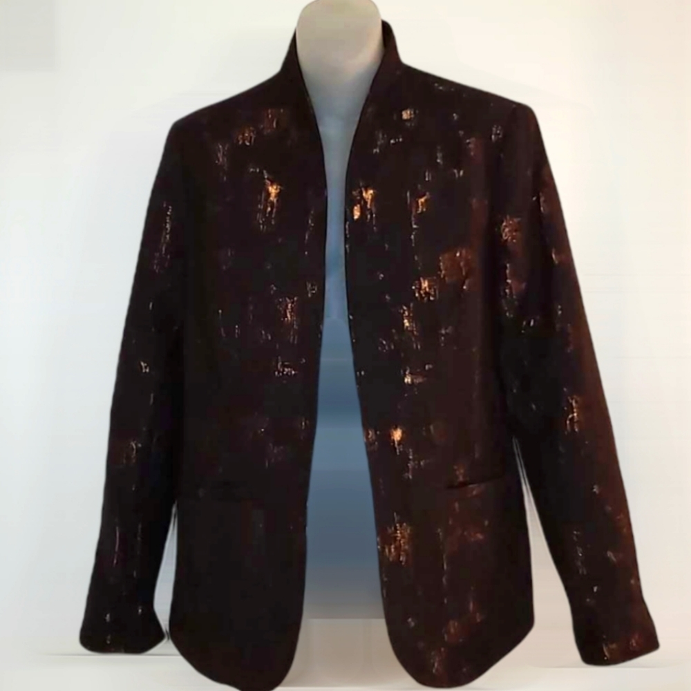 Coldwater Creek Bronze Burnish Blazer Jacket Womens 8 Cotton Polyester Blend